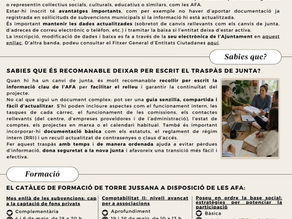 Butlletí 014, programa assessorament i suport AFA