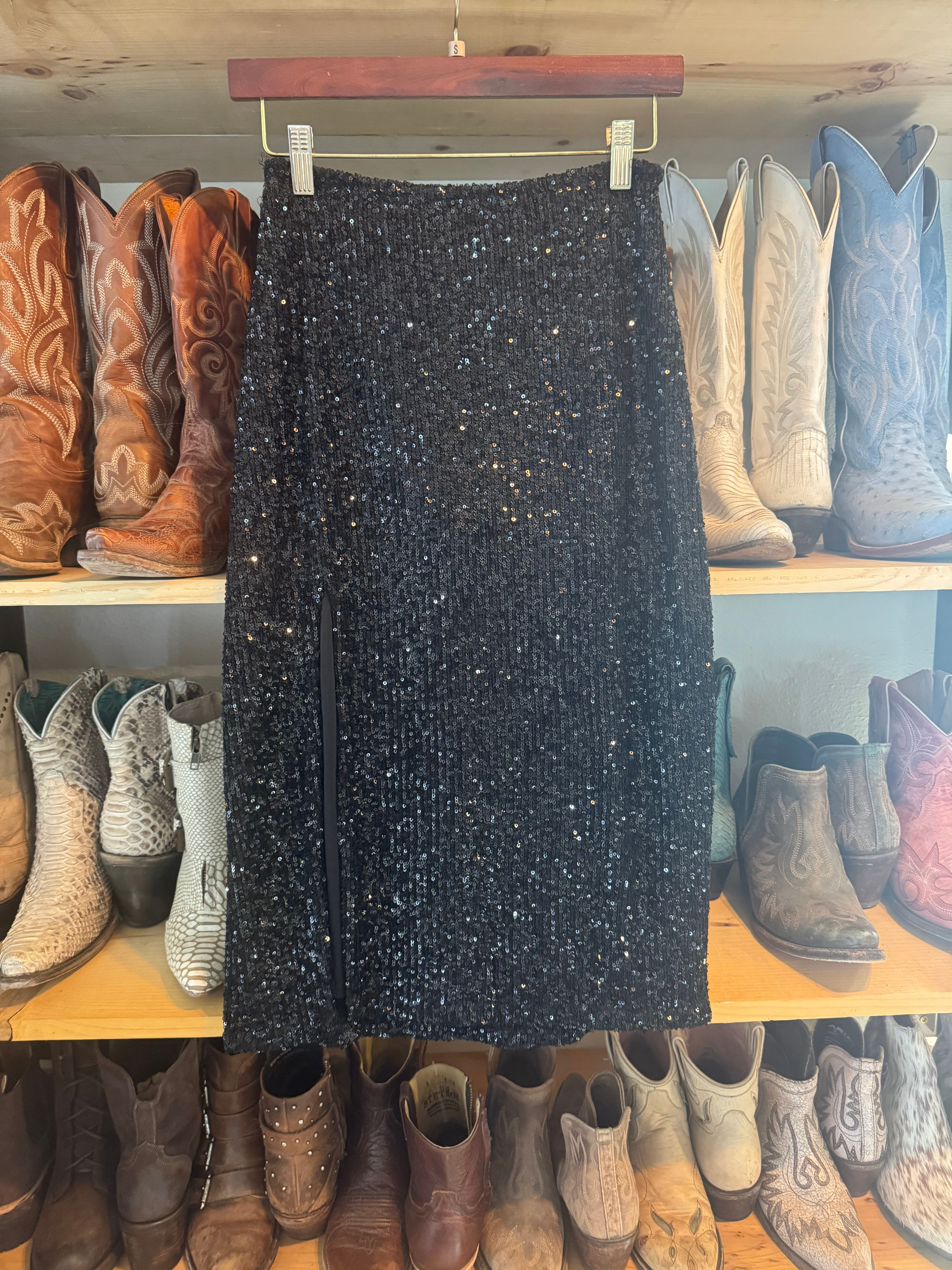 Black Sequin Skirt