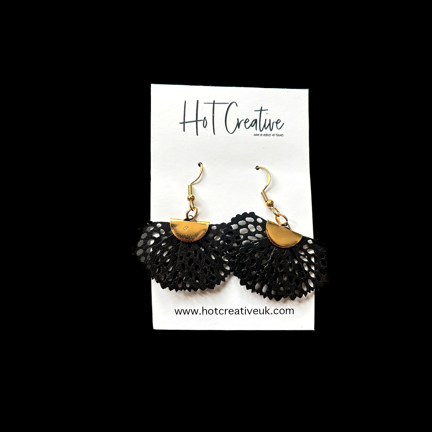 Black Fan Dangle Earrings