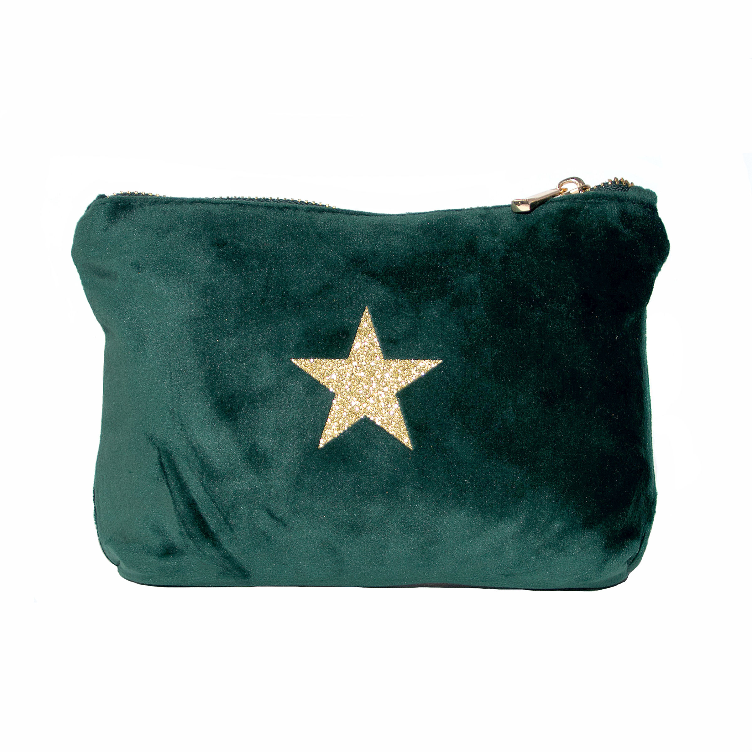 Velvet Zip Pouch with Gold Sparkle Star