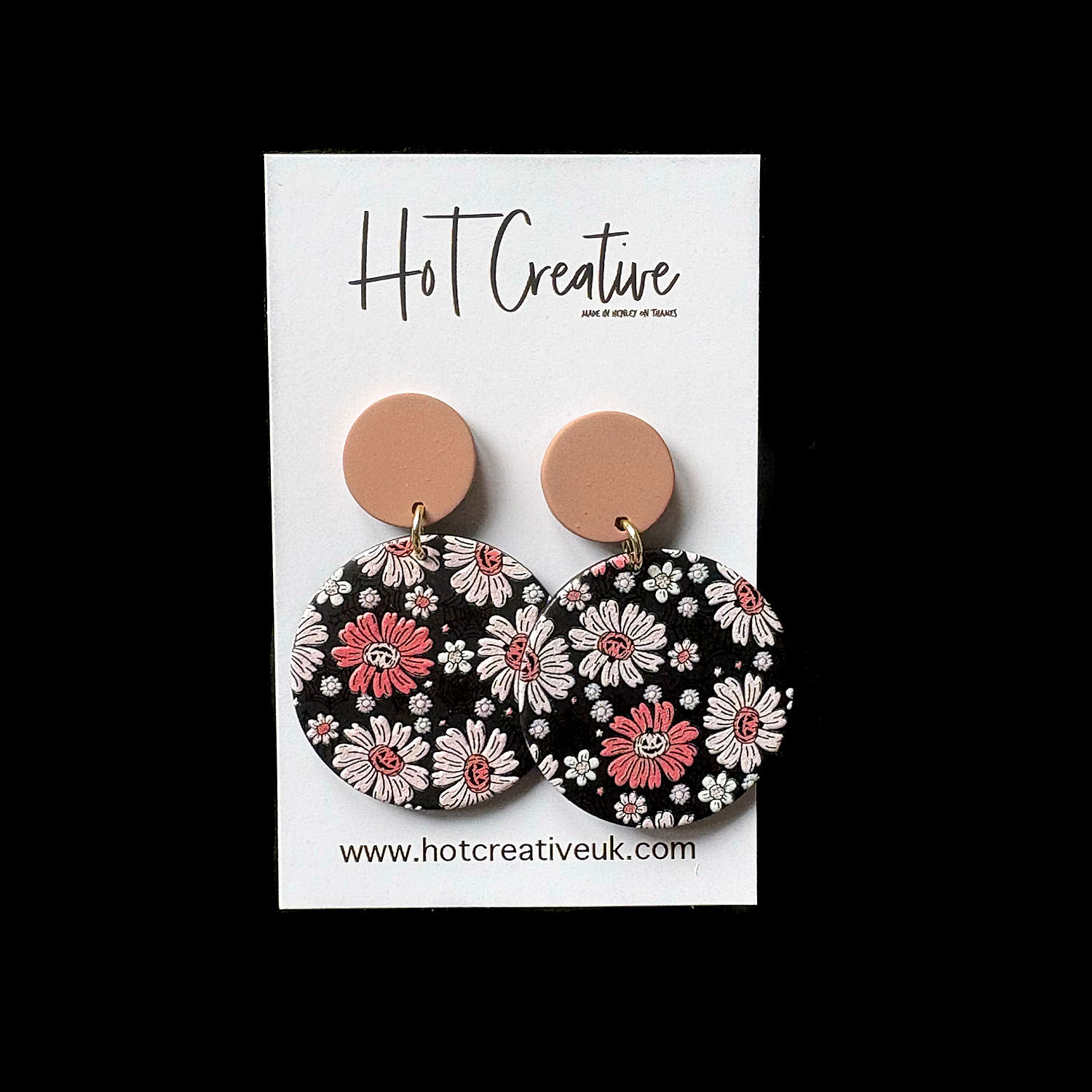 Black Base Circle Dangle Earrings