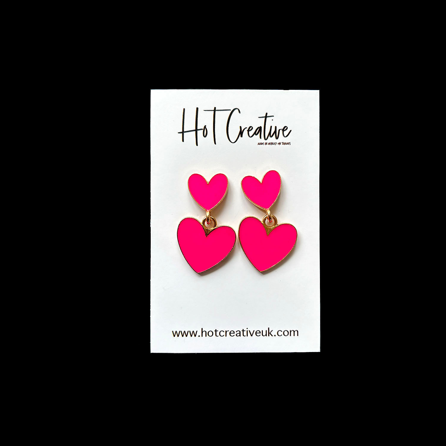 Pink Two Heart Dangle Earrings