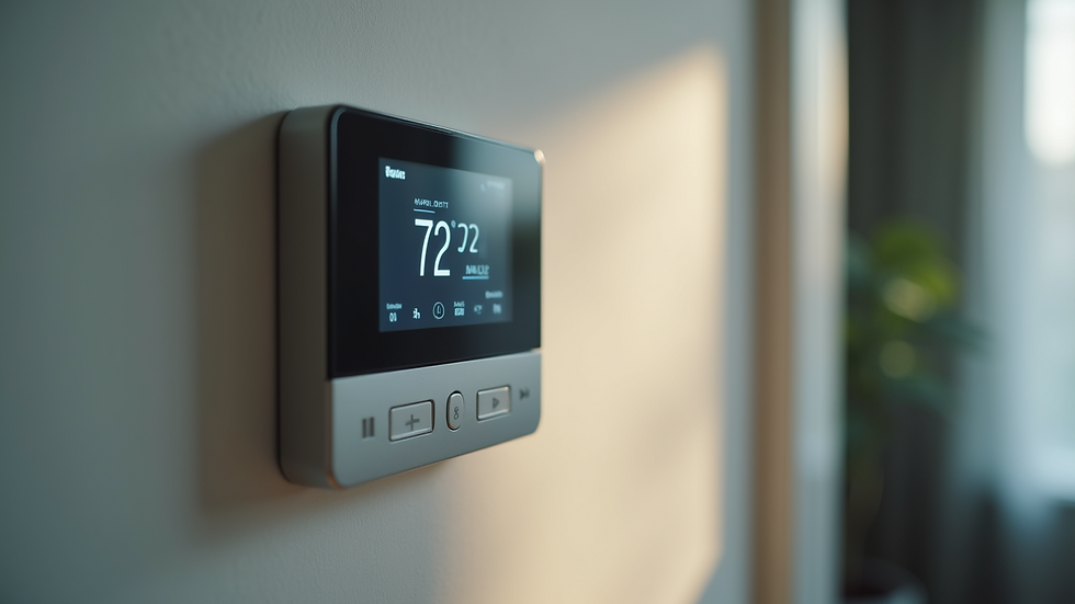 Close-up view of a programmable thermostat on a wall