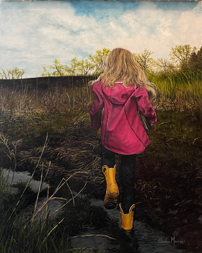 #Originaloilpainting, #younggirlbywater, #nature, #puddles