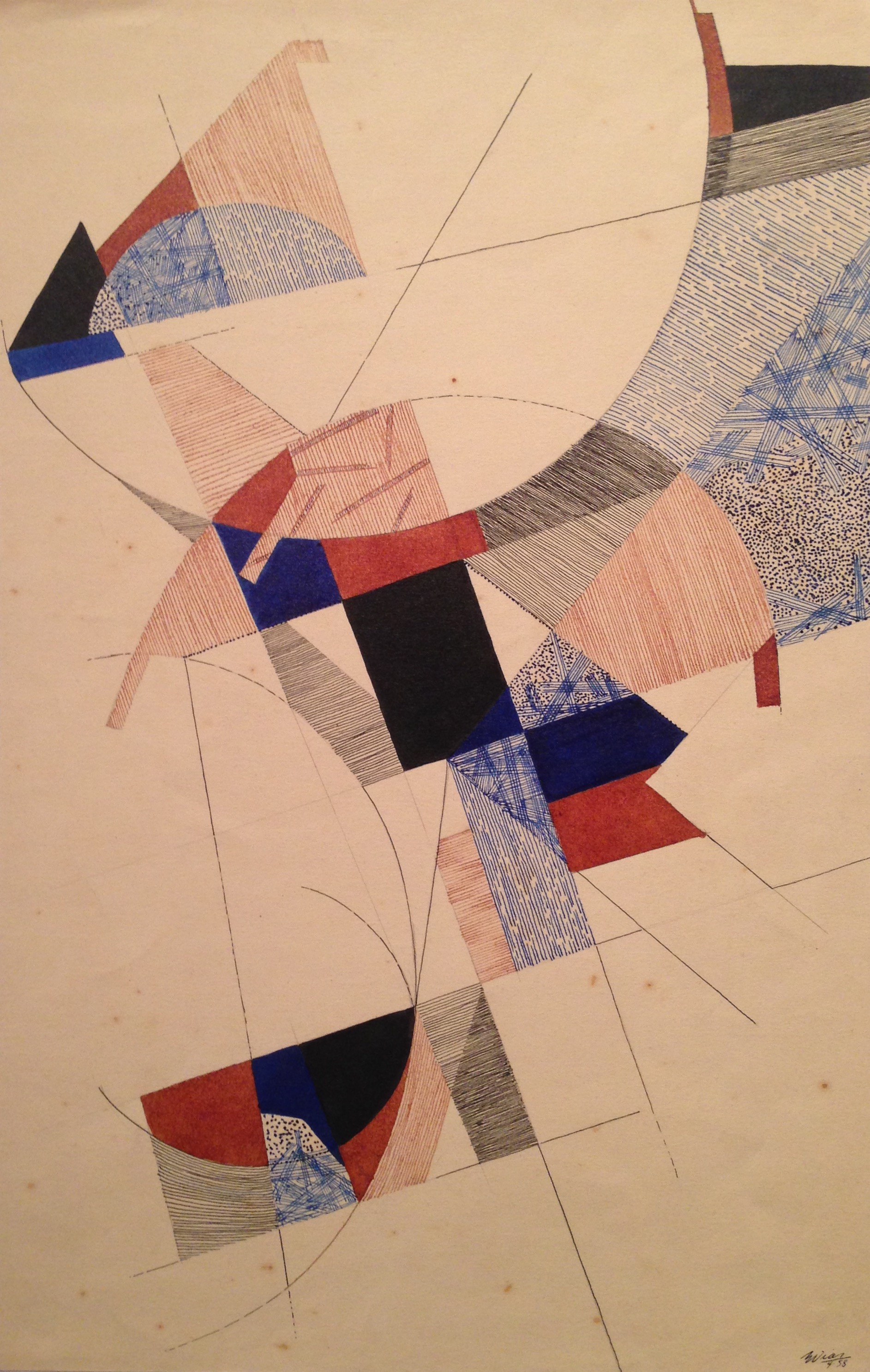 BRAZ DIAS - Nanquim, e guache sobre papel. Ano 1958. Tamanho 39x25cm