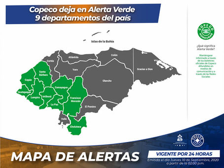 Copeco mantiene en Alerta Verde a nueve departamentos