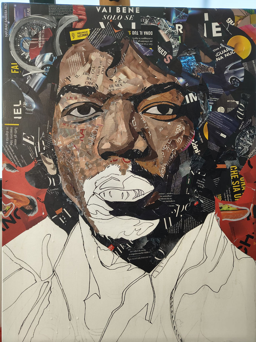 Primi passaggi paper collage di Jimi Hendrix