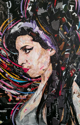 Amy Winehouse Paper collage su tela