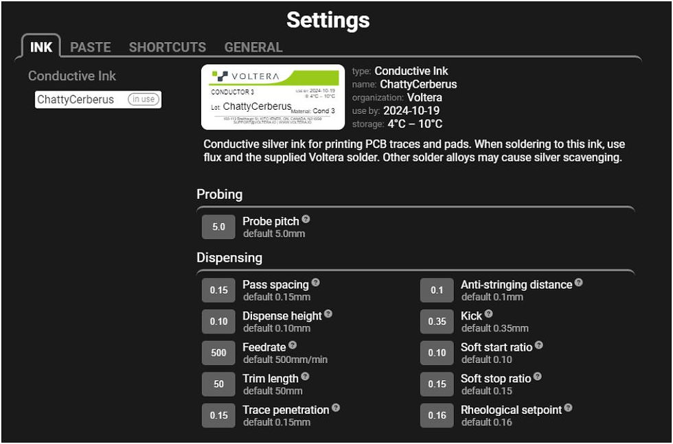 V-One print settings for all three boards