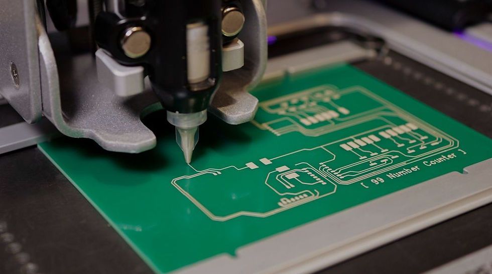 V-One dispensing silver ink on decimal counter board
