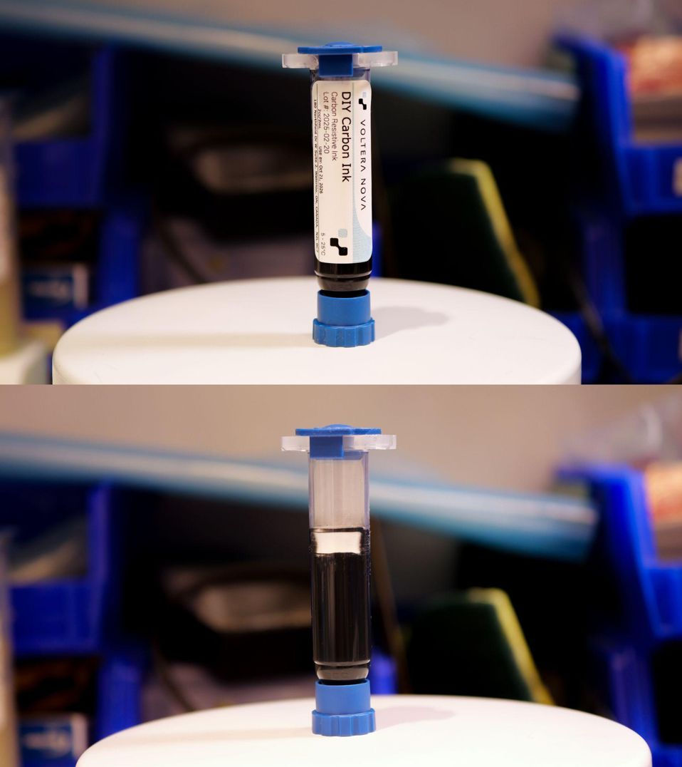 Carbon resistive ink developed by Voltera’s Applications team