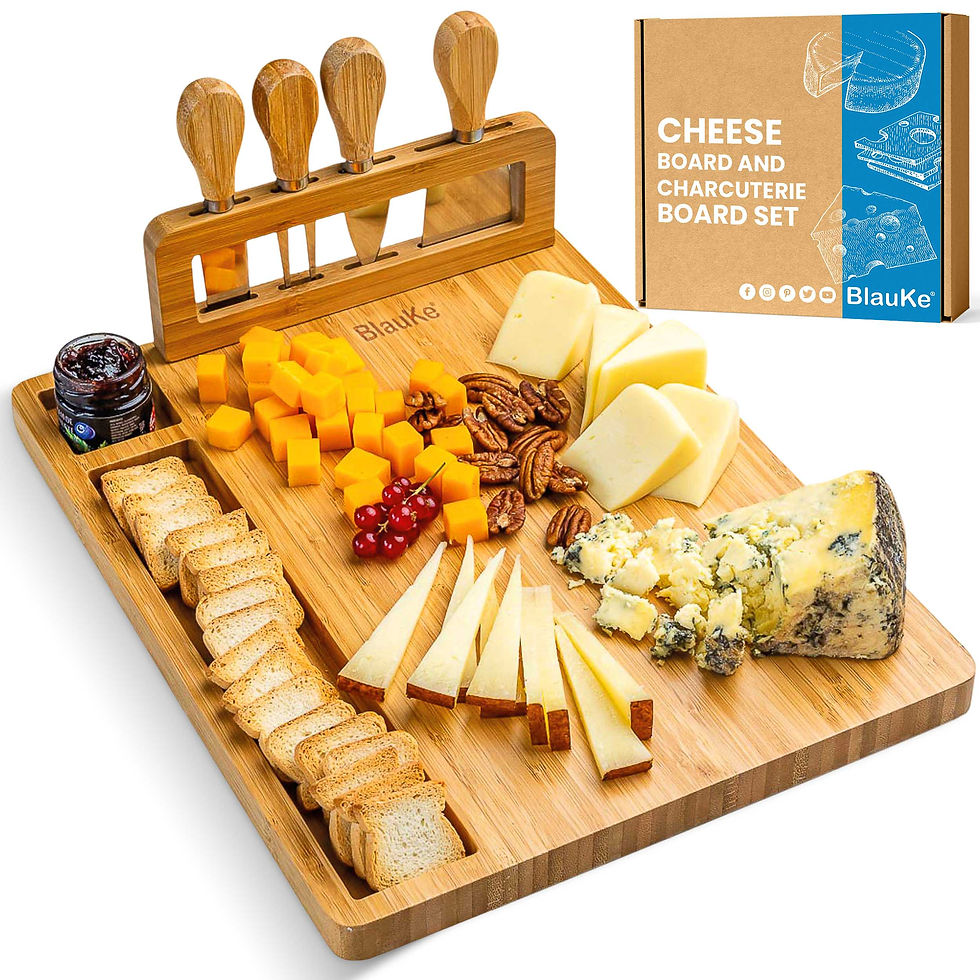 Bamboo Cheese Board and Knife Set 14x11 inch Charcuterie Board