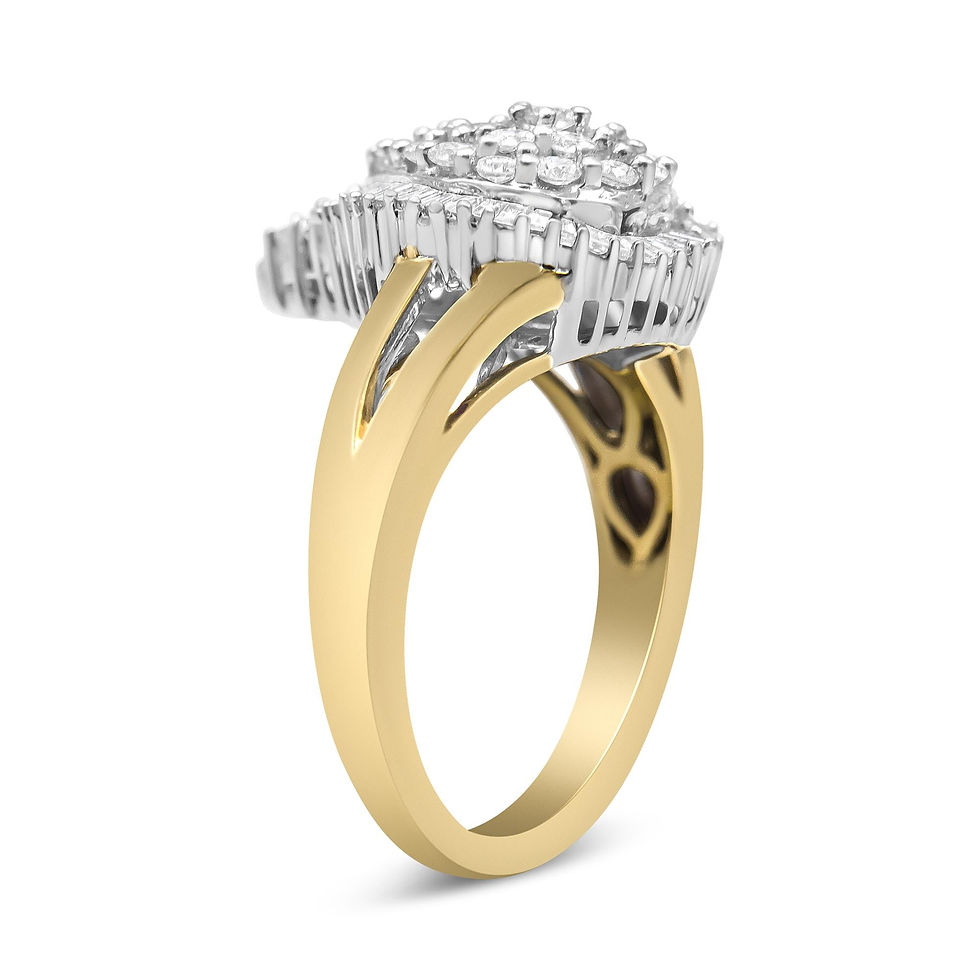 Thumbnail: 14K Yellow and White Gold 1.00 Cttw Round Baguette-Cut Diamond Ring