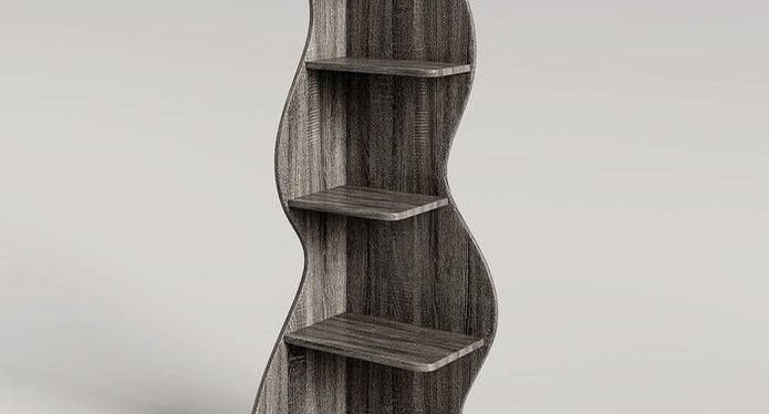 Unique Modern gray corner book trinket shelving unit
