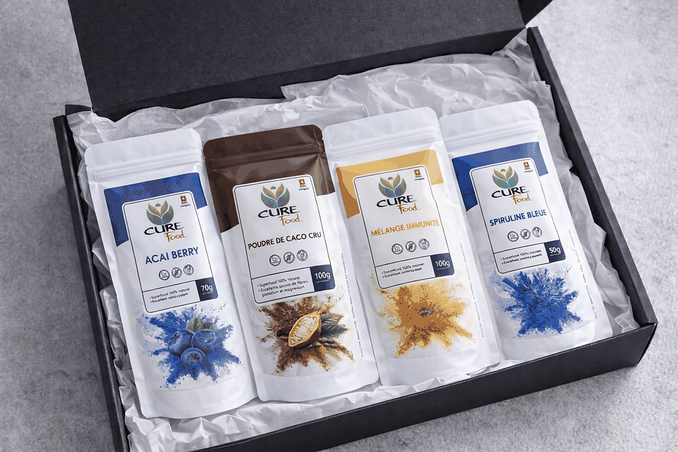Superfood Powder Blue Spirulina, Cacao, Immunity Blend - Gift Box