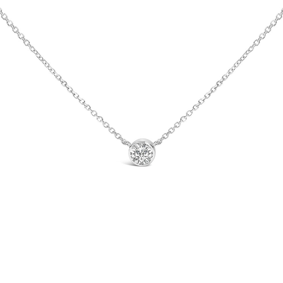 14K White Gold 1.00 Cttw Bezel Set Round Lab-Grown Diamond Solitaire Pendant