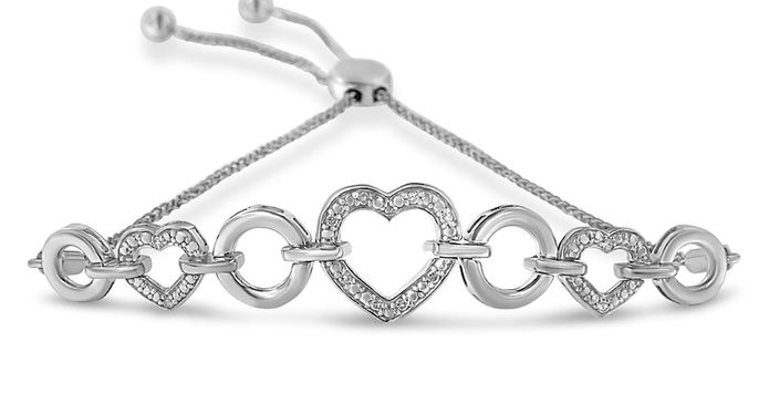 Give the gift of love. Adjustable Diamond heart bracelet.