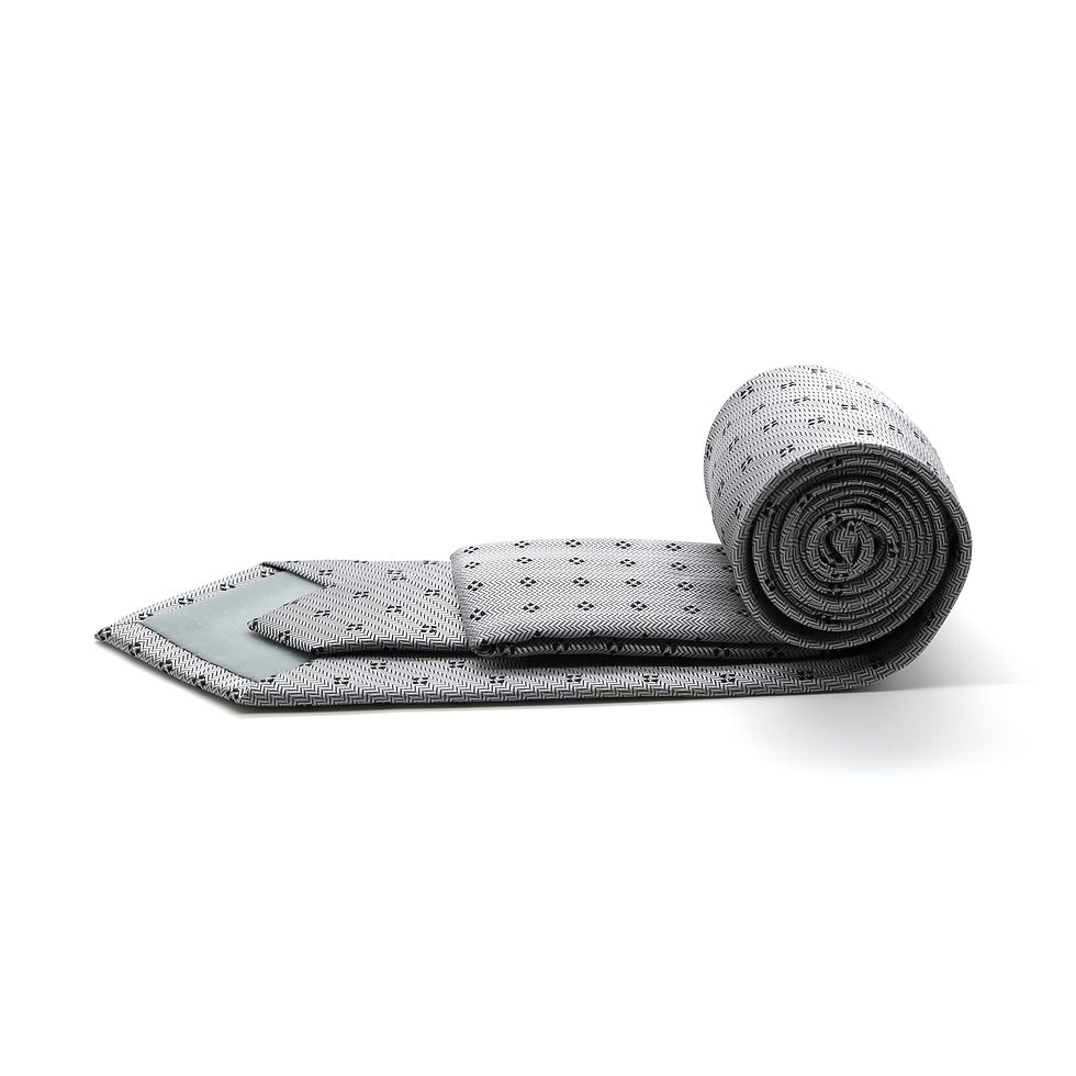 Thumbnail: Mens Dads Classic Grey Geometric Pattern Business Casual Necktie & Hanky Set