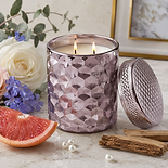 Warm cozy candle glass with lid purple color