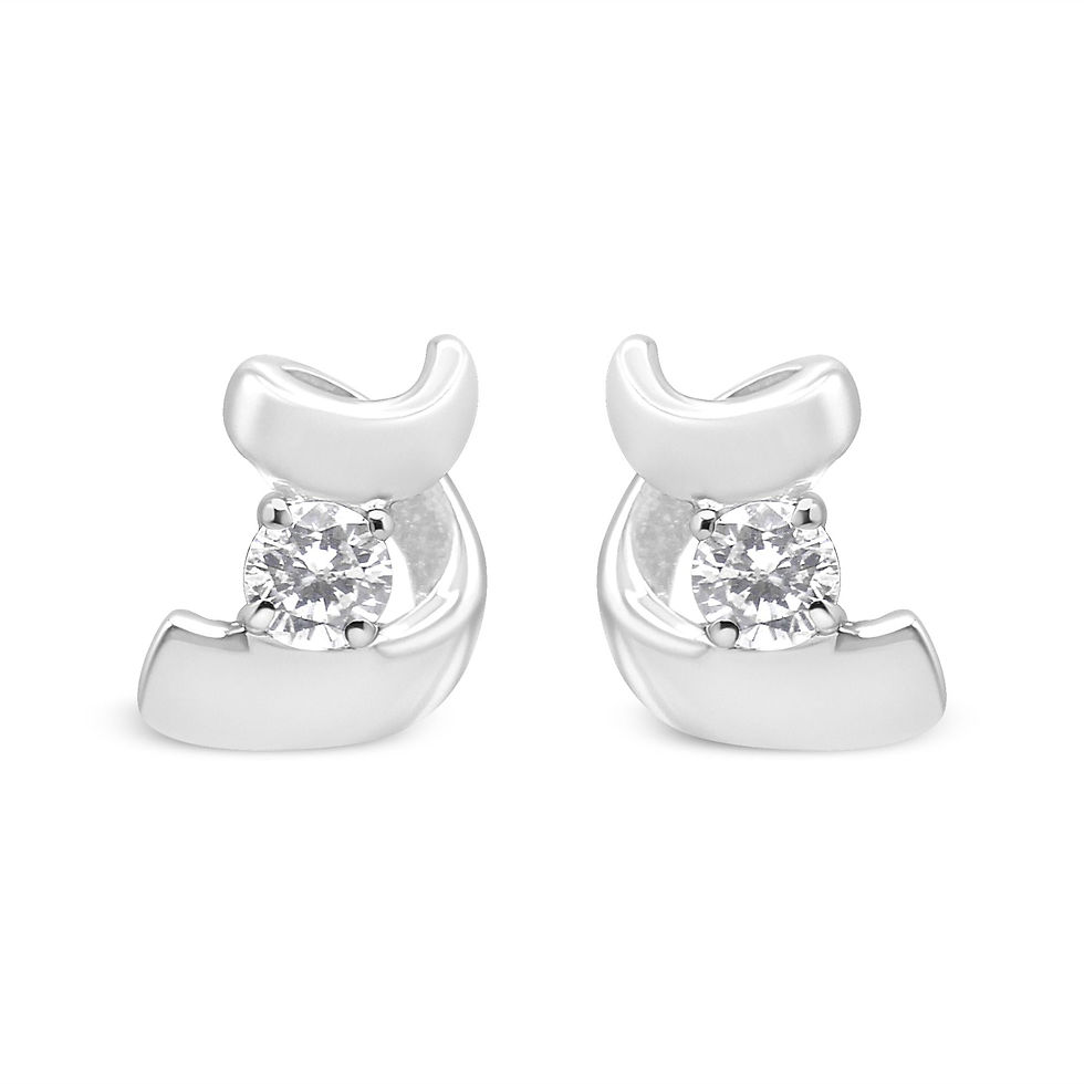 Thumbnail: .925 Sterling Silver Round Cut Diamond Fashion Earrings 