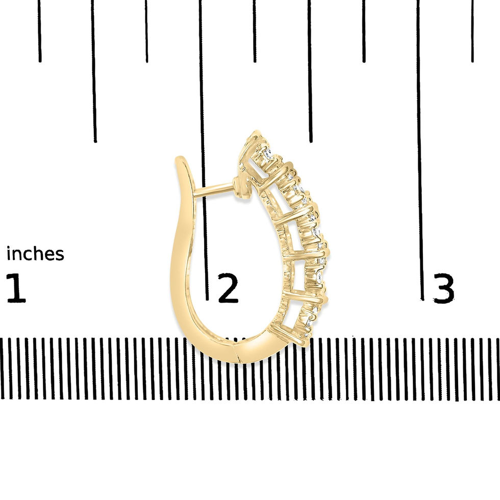 Thumbnail: 14k Yellow Gold 1/2 Cttw Diamond Cluster Hoop Earrings 