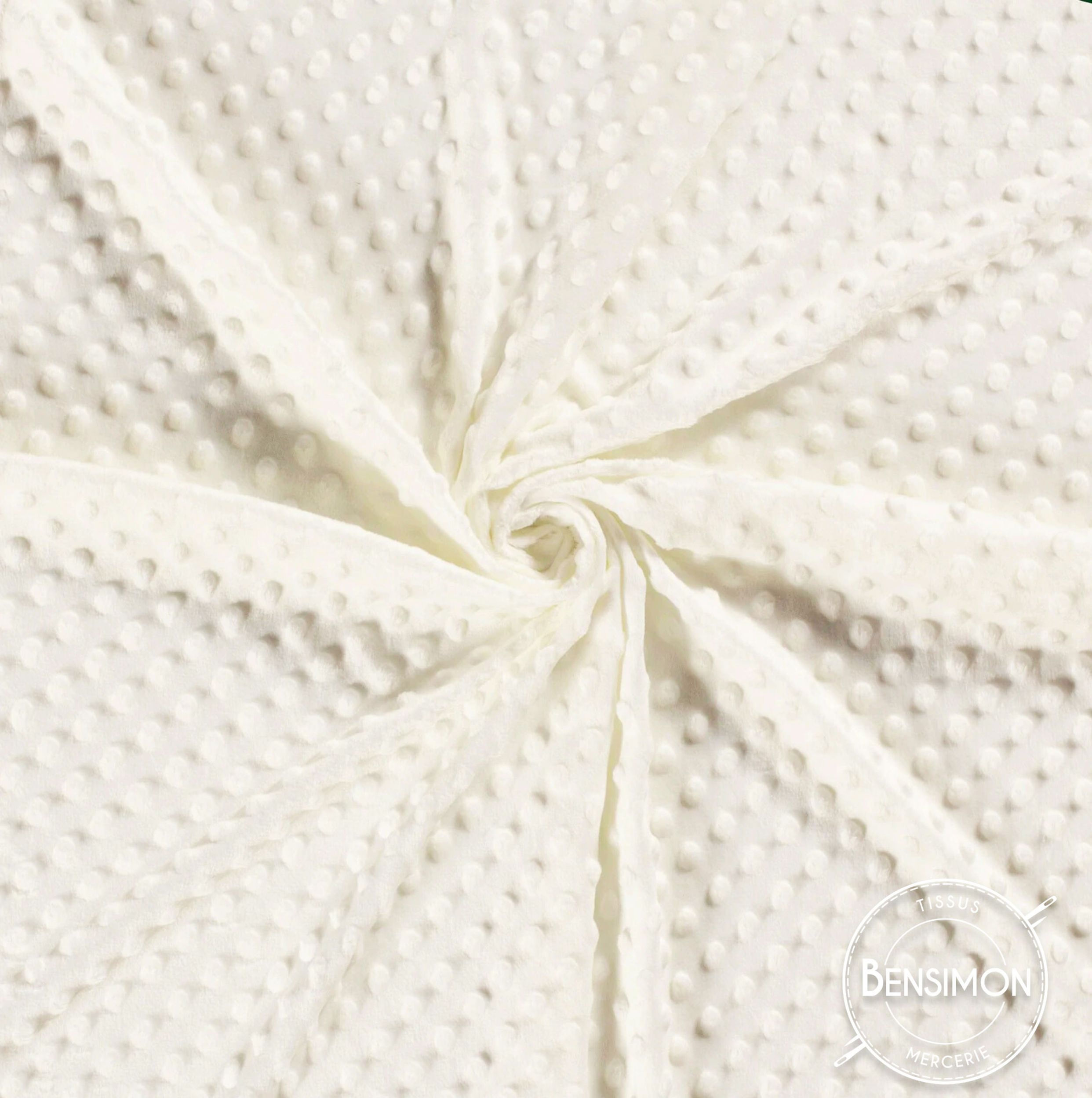 Tissu Minky à Pois - Ecru X 1M