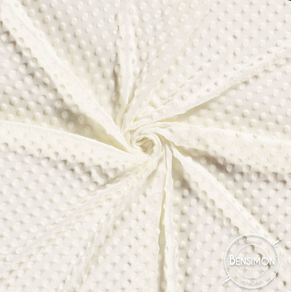 Tissu Minky à Pois - Ecru X 1M