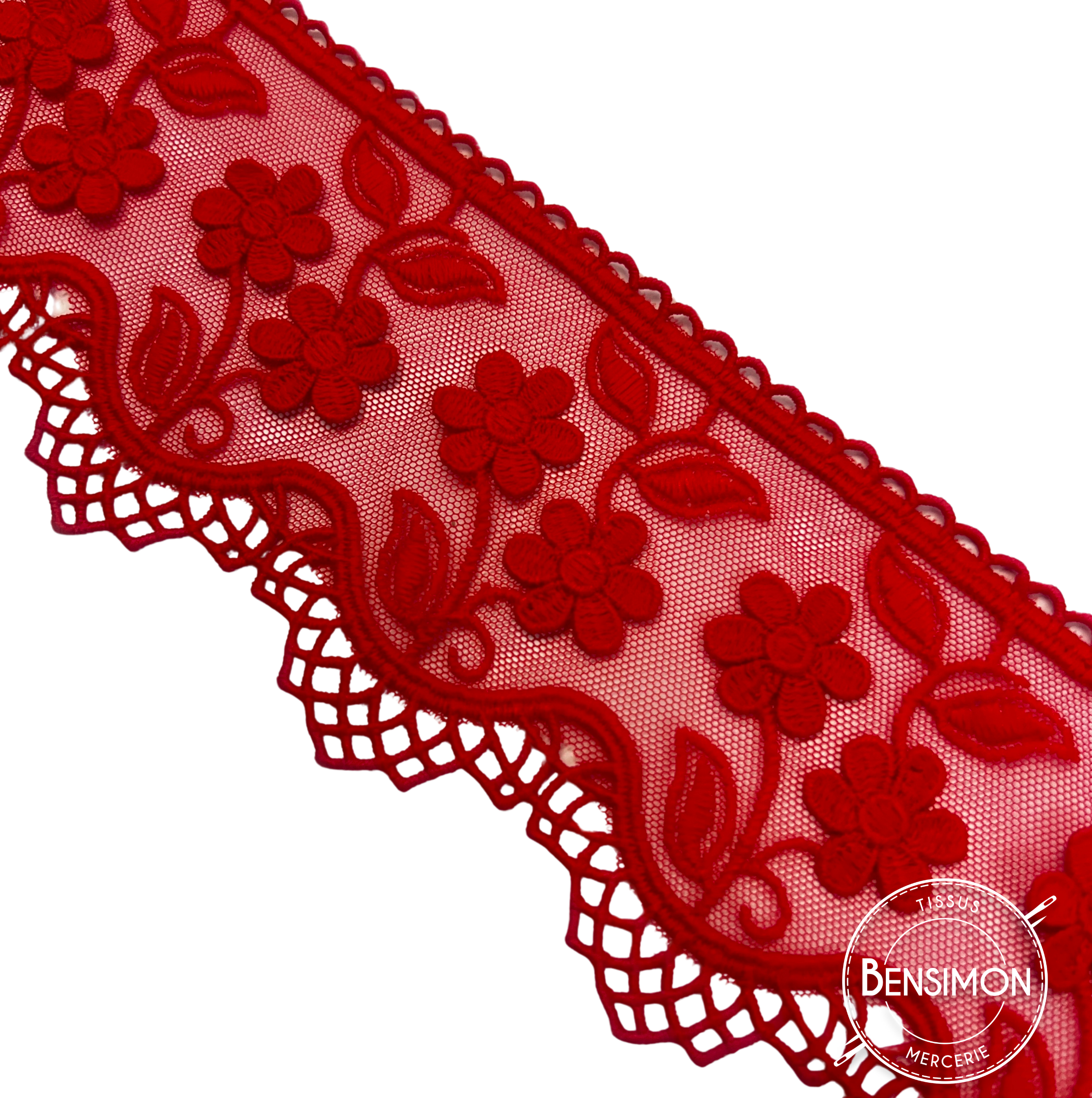 Galon dentelle 3D X 1M Rouge