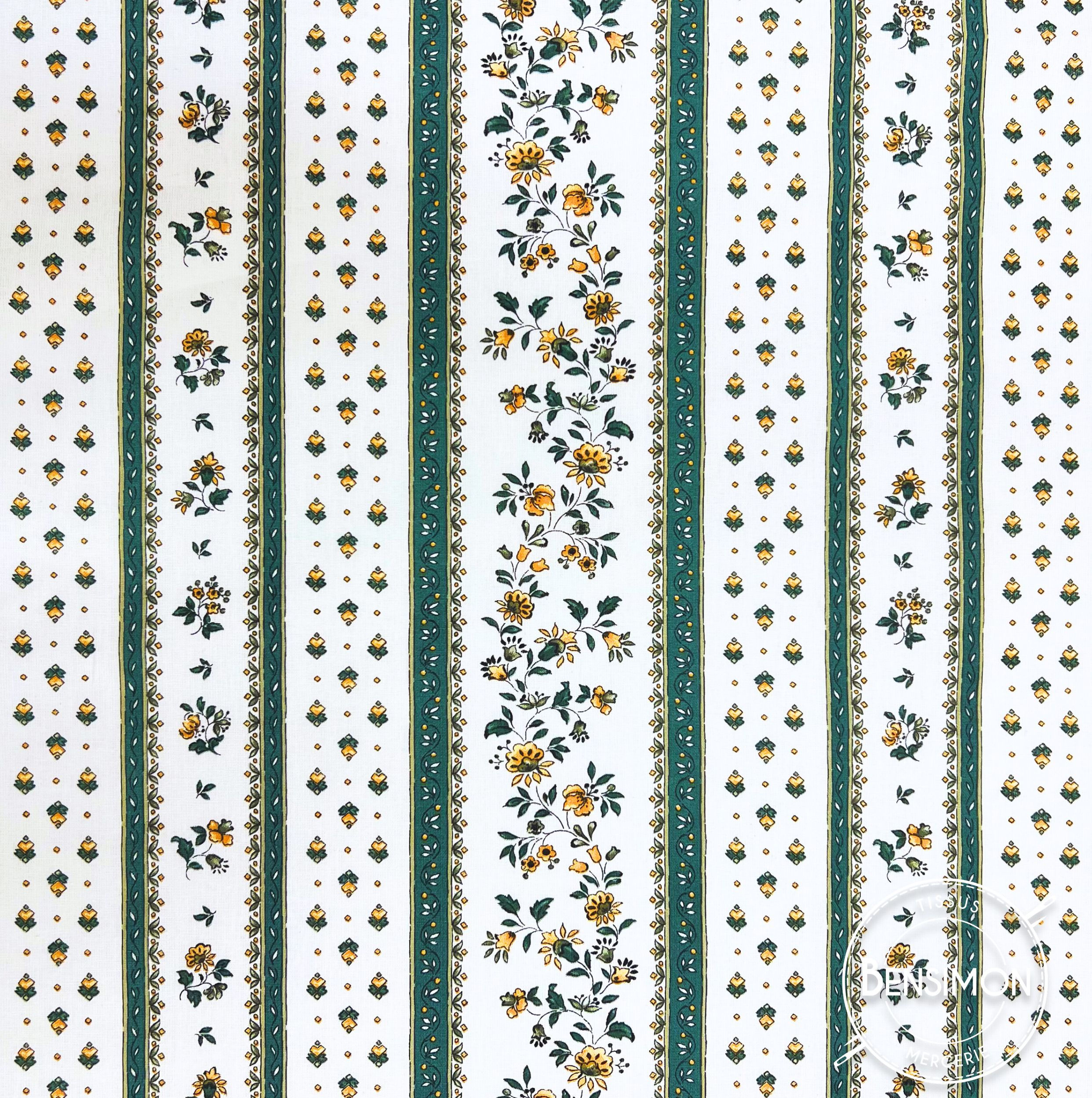 Tissu cretonne coton imprimés - Provençaux Figuerolles Rayures X 50cm