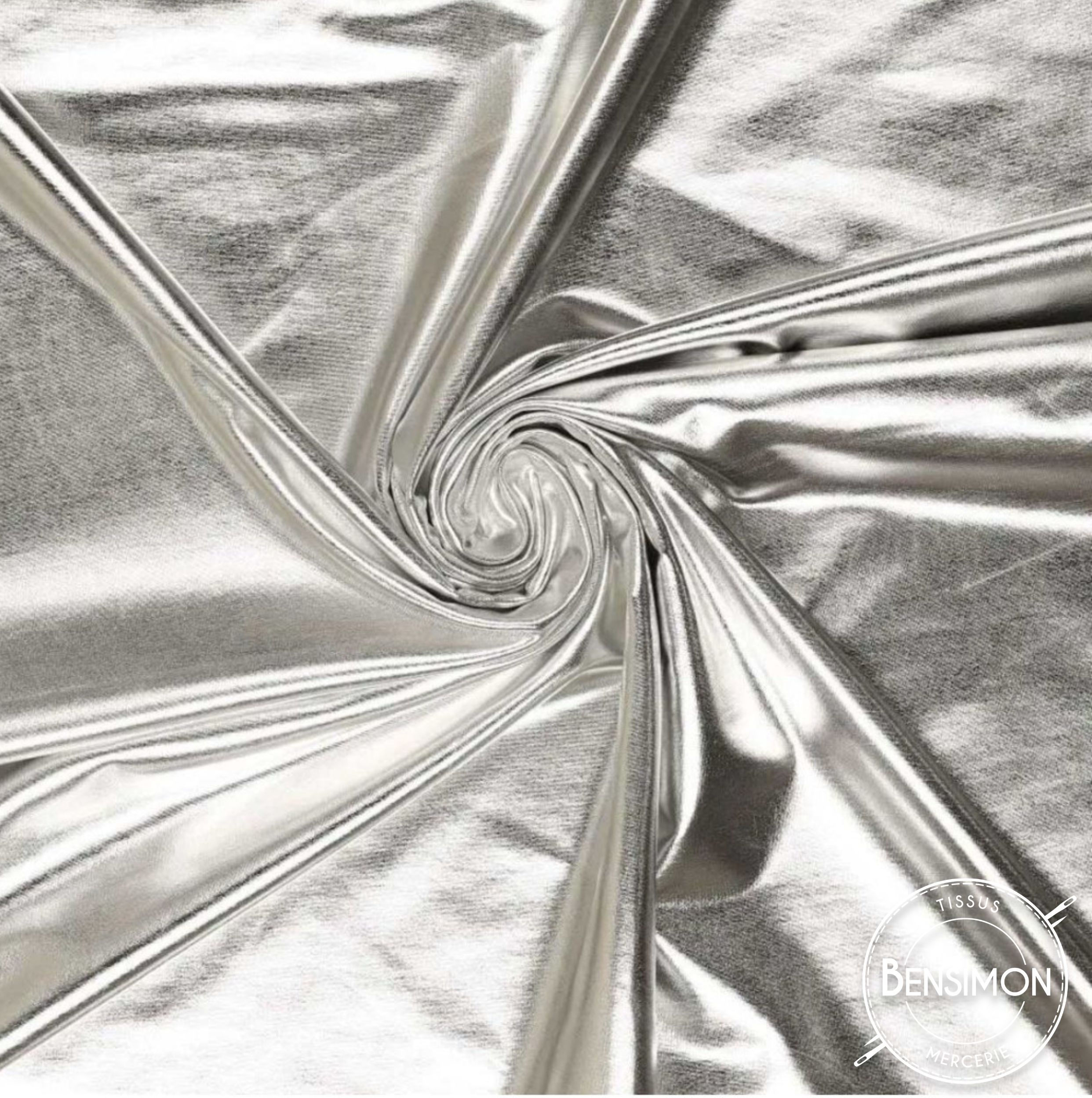 Tissu type Lycra Métallisé - Argent X 1M