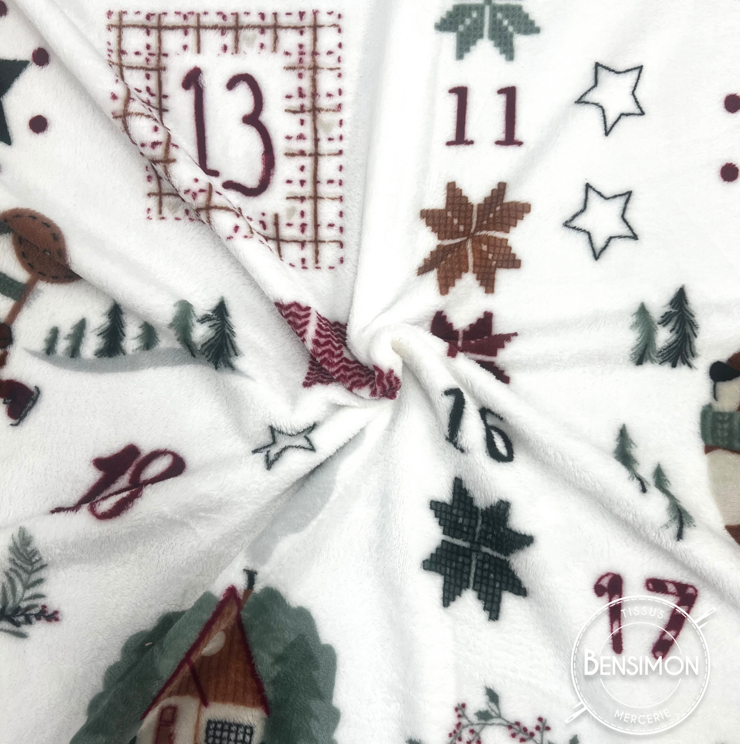 Tissu Polaire Doudou imprimé - Calendrier de l'Avant X 1M