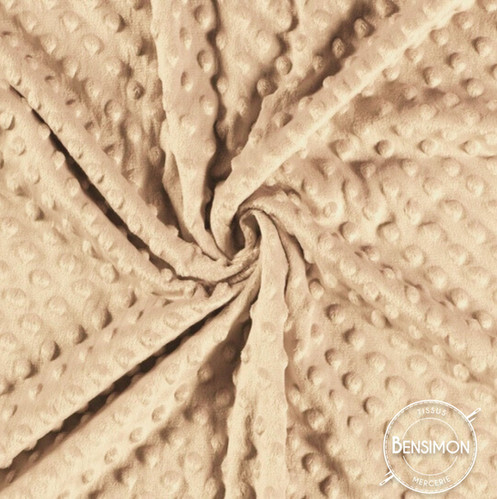 Tissu Minky à Pois Beige X 1M Tissus Bensimon