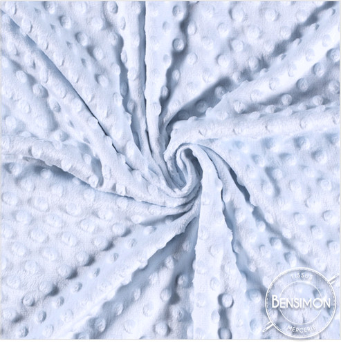 Tissu Minky à Pois Bleu ciel X 1M Tissus Bensimon