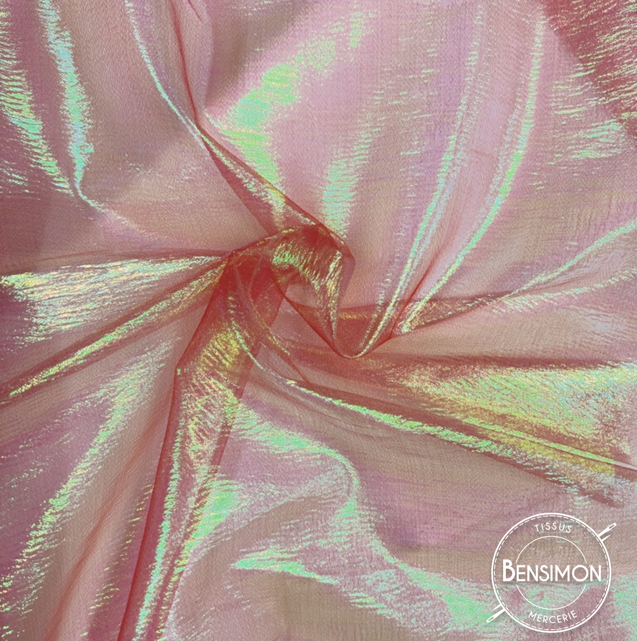 tissu organza rouge à reflets