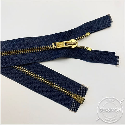 Fermeture Eclair métallique séparable 60 cm Z 22 Bleu marine Fermeture Eclair métallique séparable 60 cm Z 22 Bleu marine