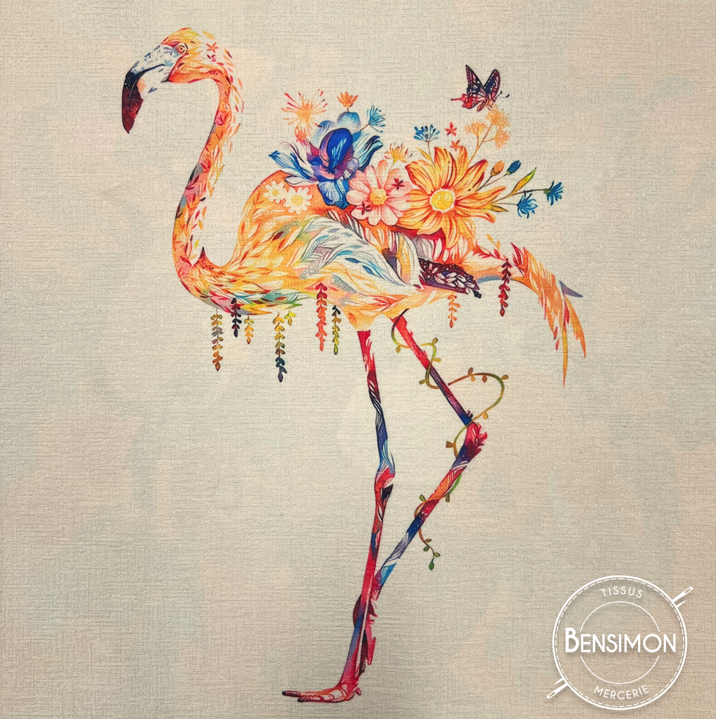 Carré tissu Jacquard 45x45cm - FLAMAND ROSE