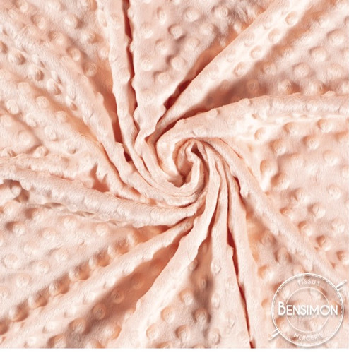 Tissu Minky à Pois Saumon X 1M Tissus Bensimon