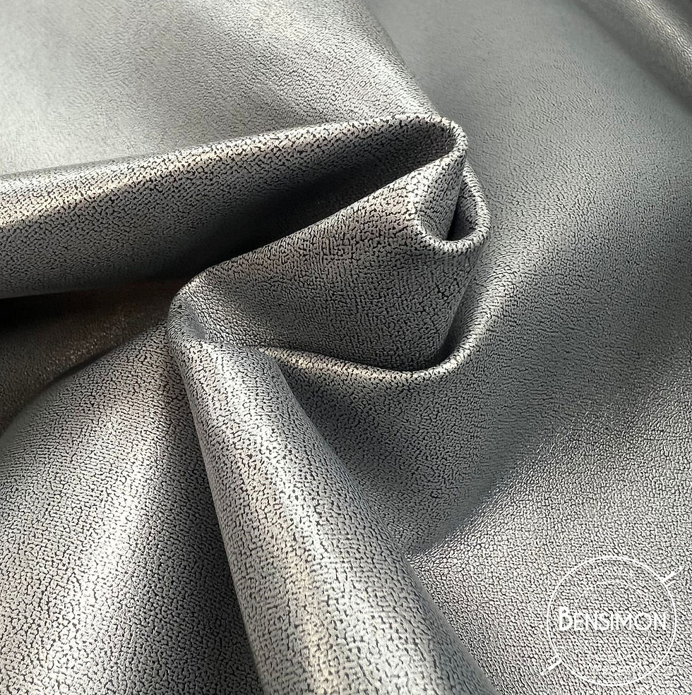 Tissu Simili Cuir Texturé vegan - Argent fond Noir