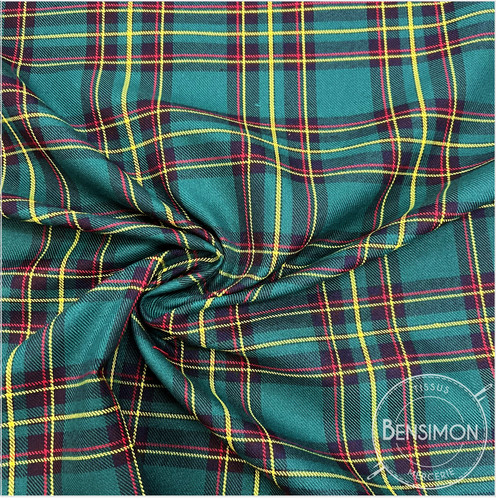 Voile Ombrage Tissu Carreaux Kilt Tartan Vert X 50cm Tissus