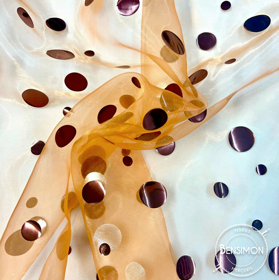 tissu organza à sequins orange