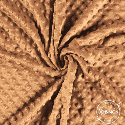Tissu Minky à Pois Camel X 1M Tissus Bensimon