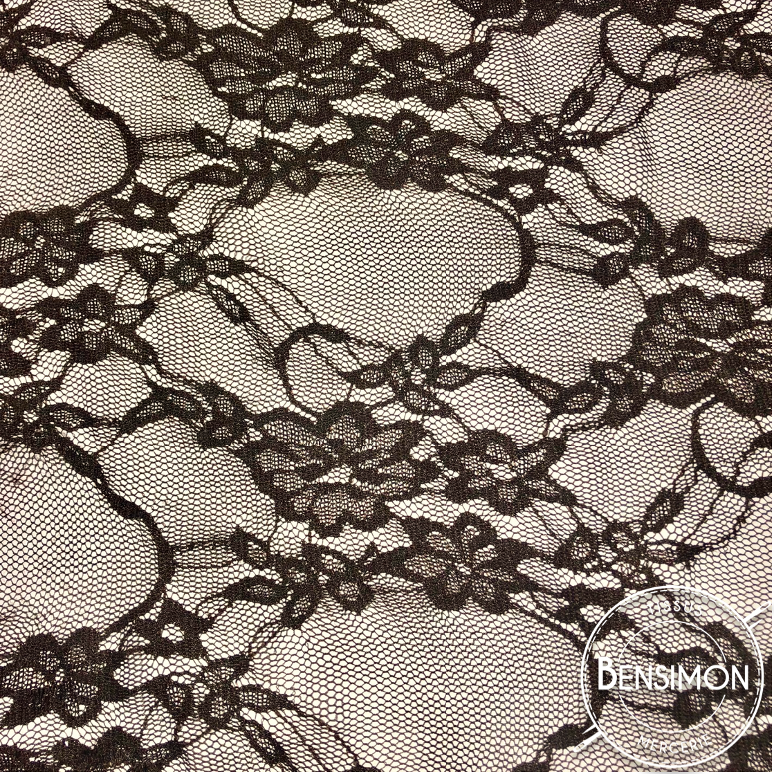 Dentelle Nina à fleurs - Marron X50cm