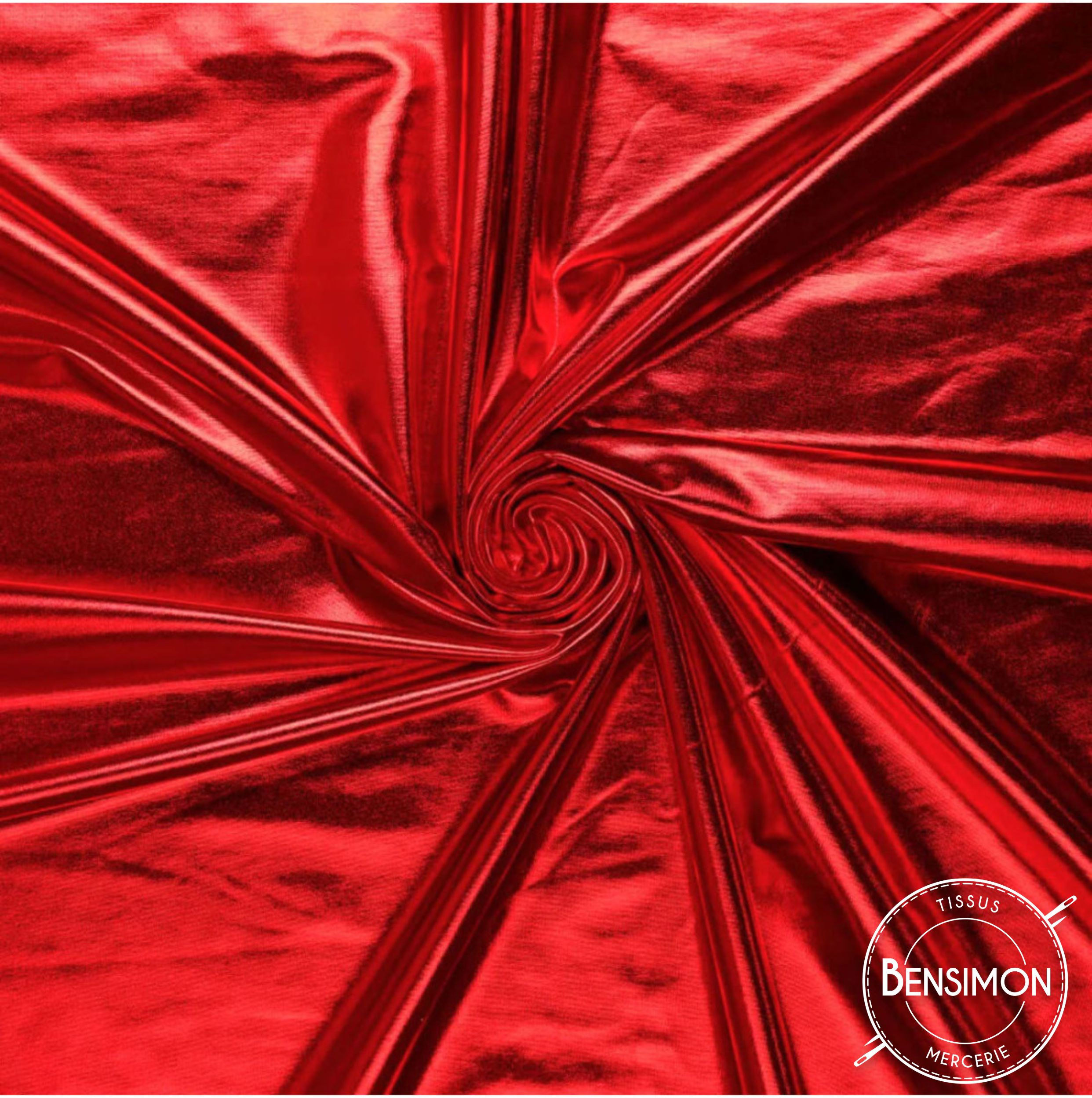 Tissu type Lycra Métallisé - Rouge X 1M