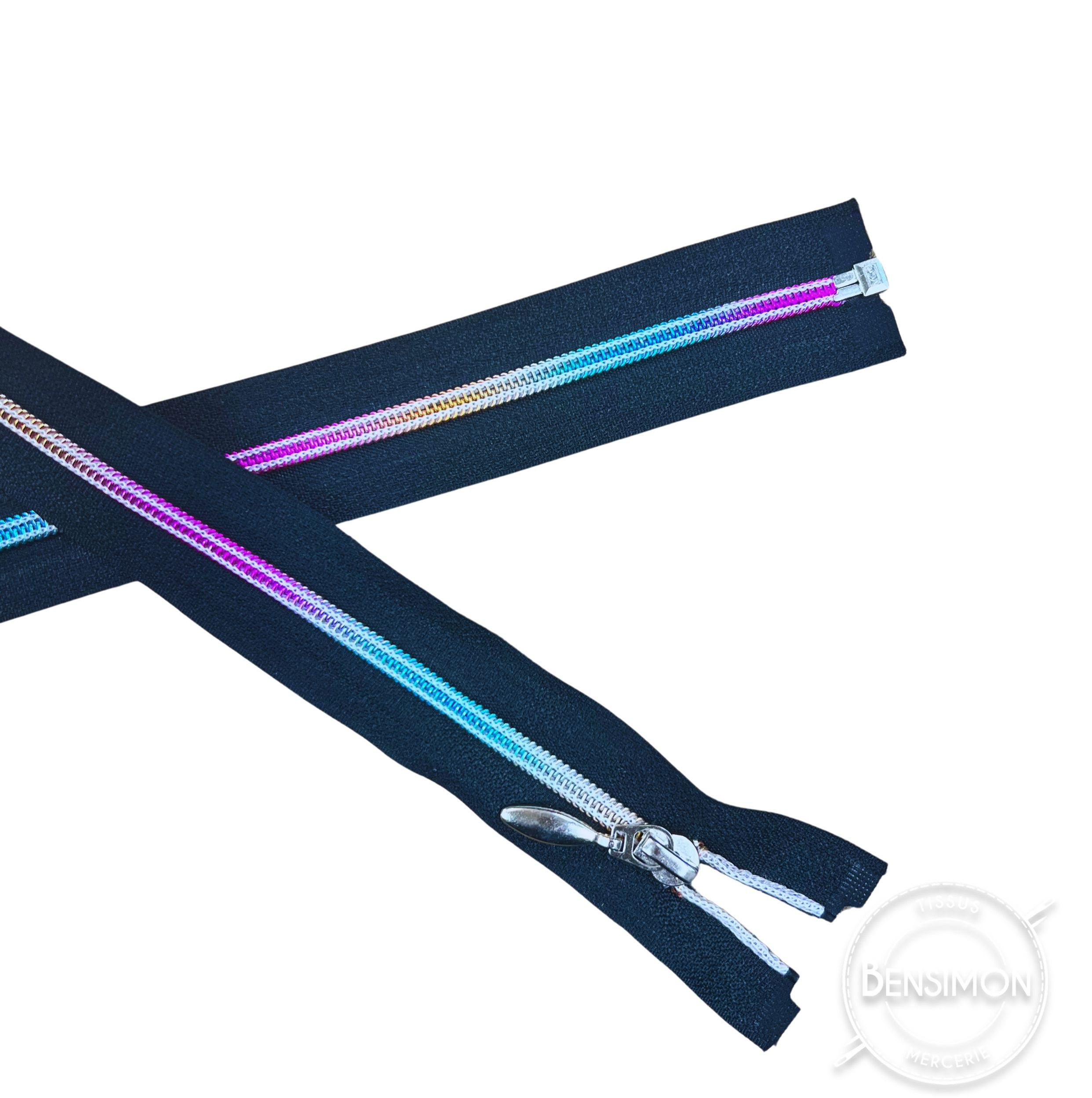 Fermeture spirale 5mm séparable - Noir et multicouleurs