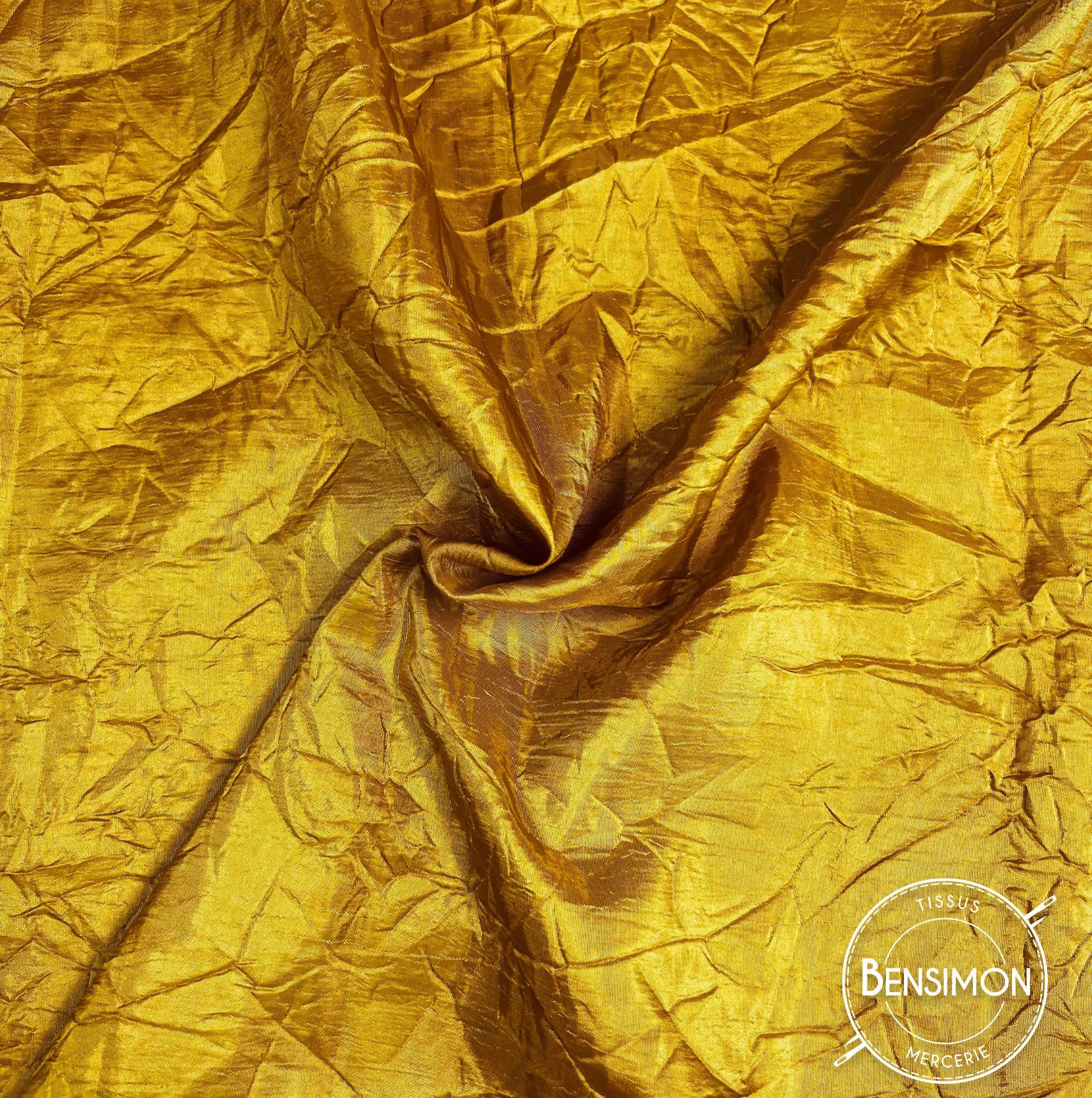 Tissu satin taffetas jaune d'or