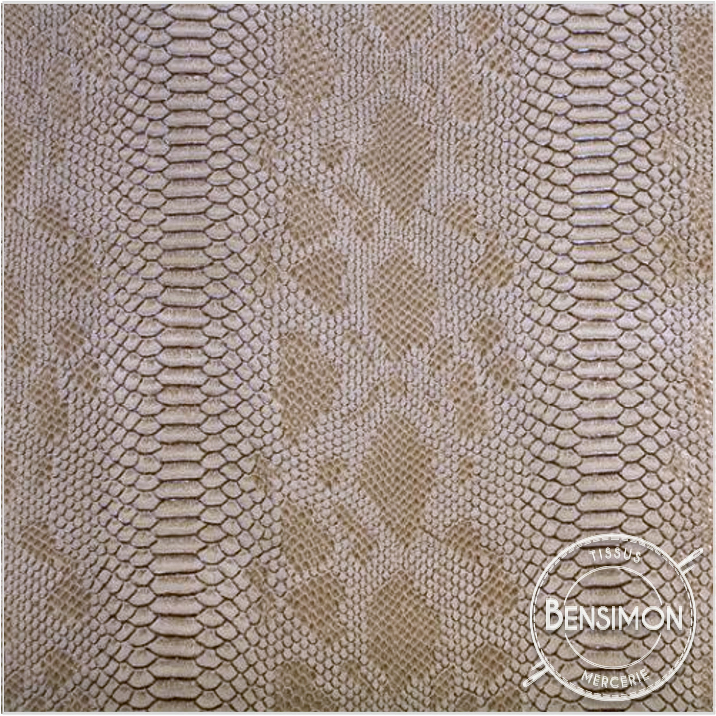 Tissu Simili Cuir Komodo - Creme X 50cm