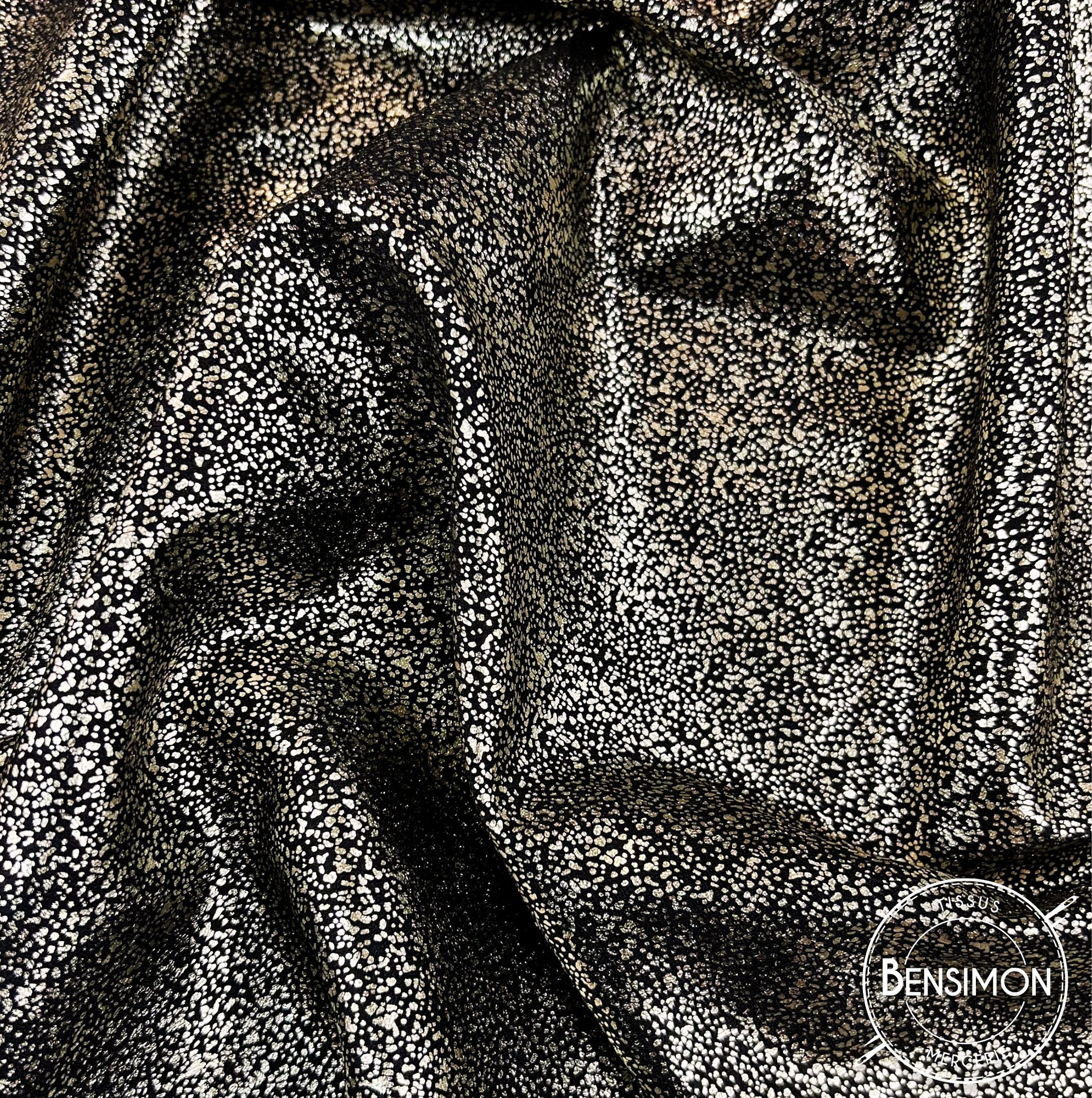 Tissu Crêpe Foil - Noir X 1M