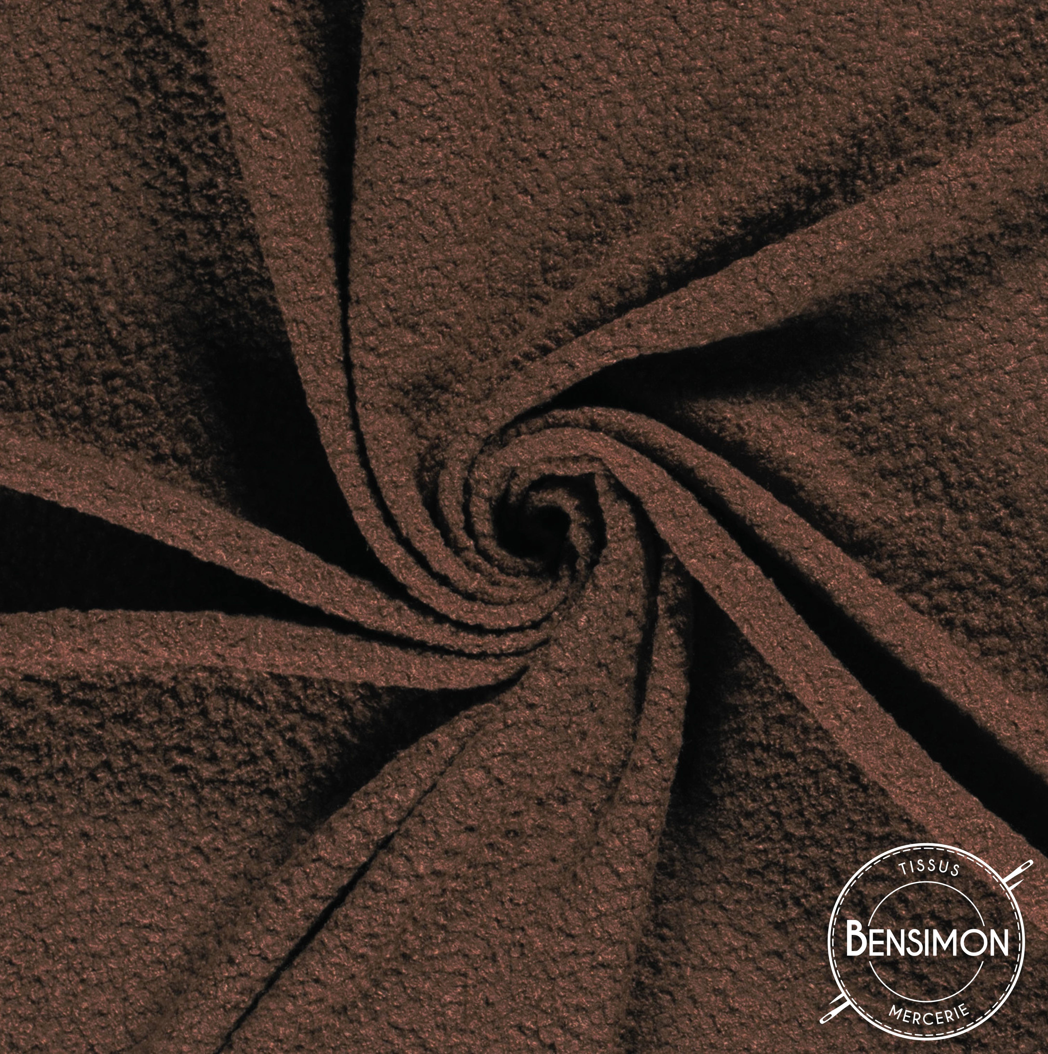 Tissu lainage bouclettes CURLY - Chocolat X 1M