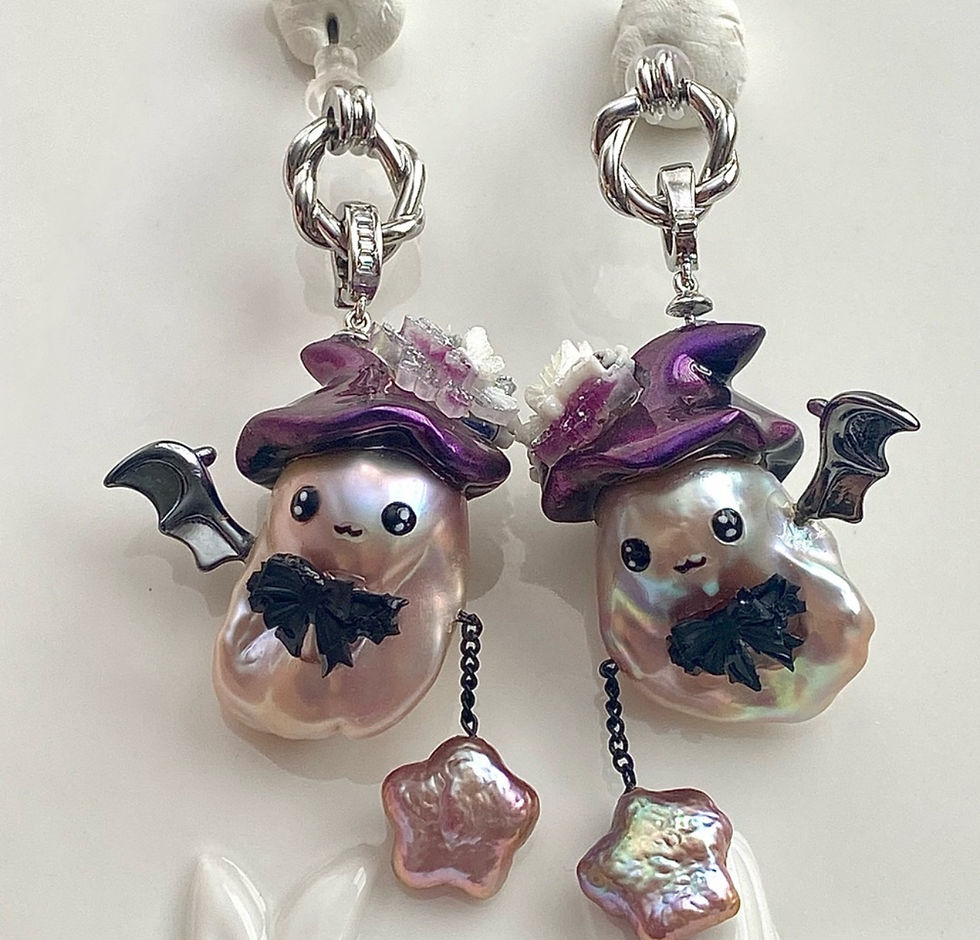 Thumbnail: E95-Halloween Collection Premium flameball Pearl Character Earring/Pendant