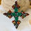 Thumbnail: Green Onyx And Bicolor Tourmaline Handcrafted Cross Pendant